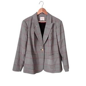 Court & Rowe Houndstooth Plaid Single Button Pockets Blazer Academia Classic